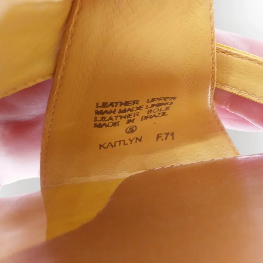 Antonio Melani Kaitlyn Slingback Heels Size 8 Yellow Patent Leather Retro Pinup - Picture 12 of 12